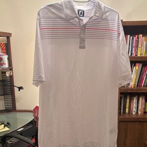 FootJoy Men's White Polo with Red and Gray Accents